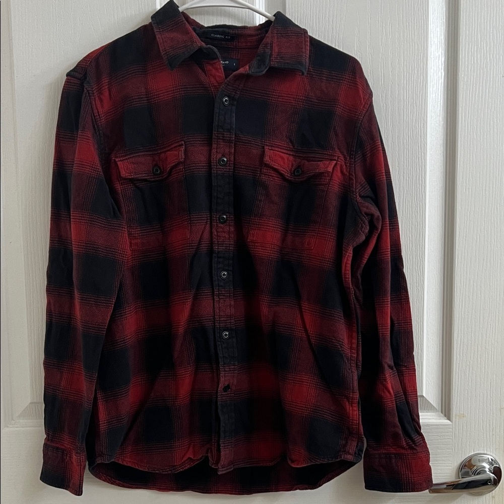 Men’s Lucky Brand Red and Black Checkered Casual Shirt